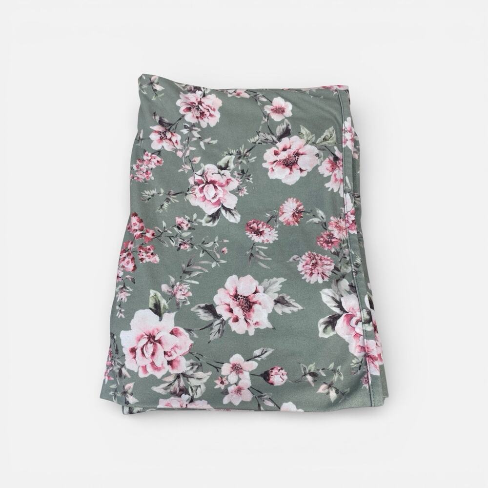 Caden Lane Baby Blanket Oversized Swaddle Floral Pattern Girls Green Pink - Read